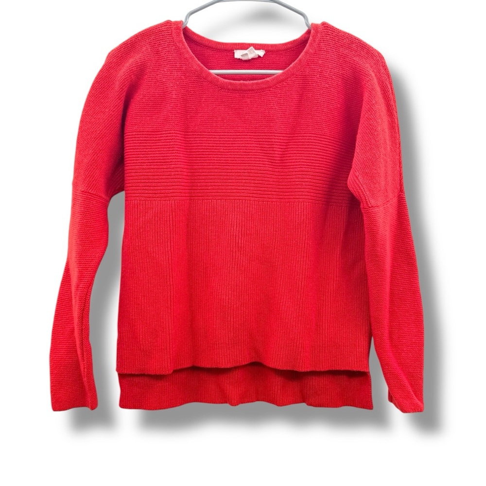 Helmut Lang Chunky Knit‎ Sweater Women’s Size XS Red High Low Hem Pullover